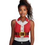 Black Santa Costume Women Sleeveless Polo Shirt Christmas Holiday Cosplay - African Pride