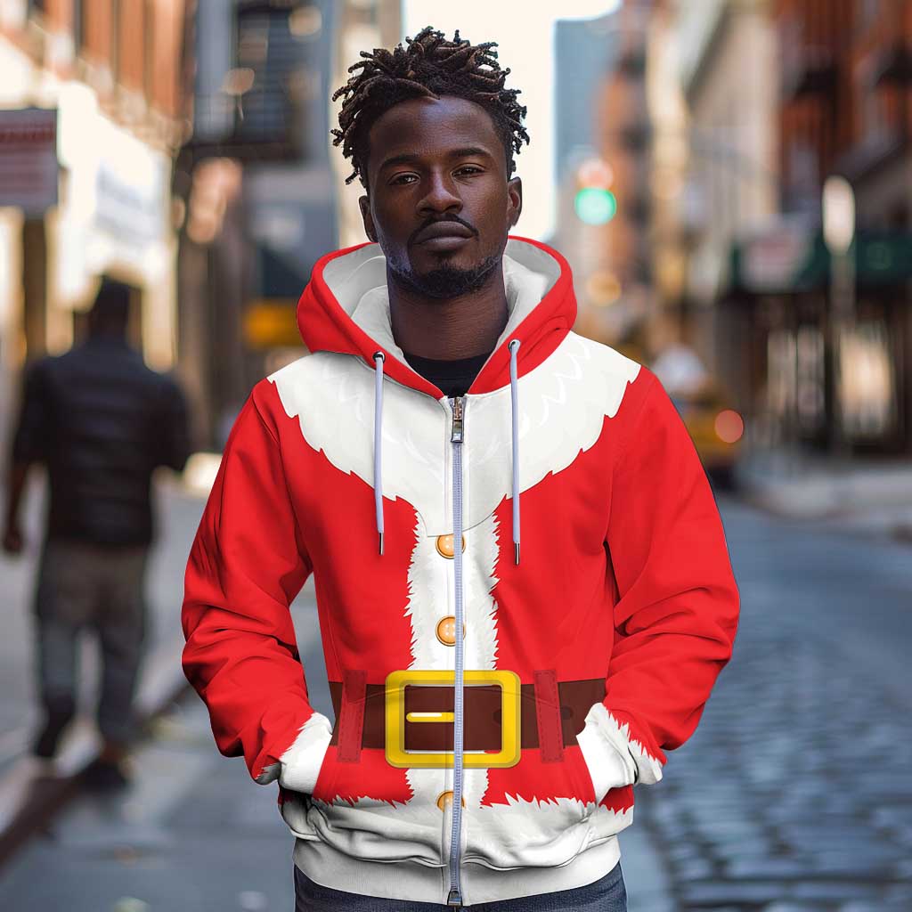 Black Santa Costume Zip Hoodie Christmas Holiday Cosplay - African Pride