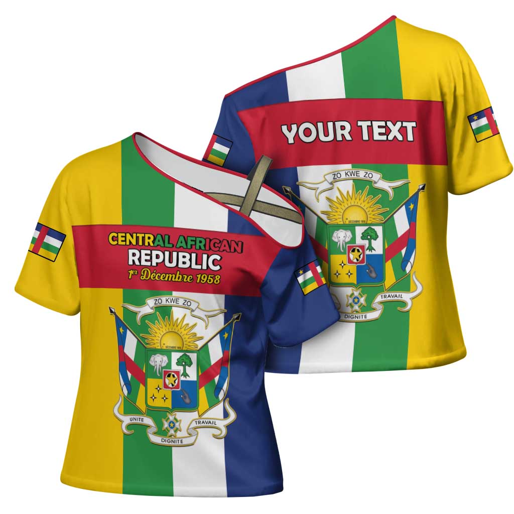 Personalized Central African Republic Cross Shoulder Shirt Happy Republic Day