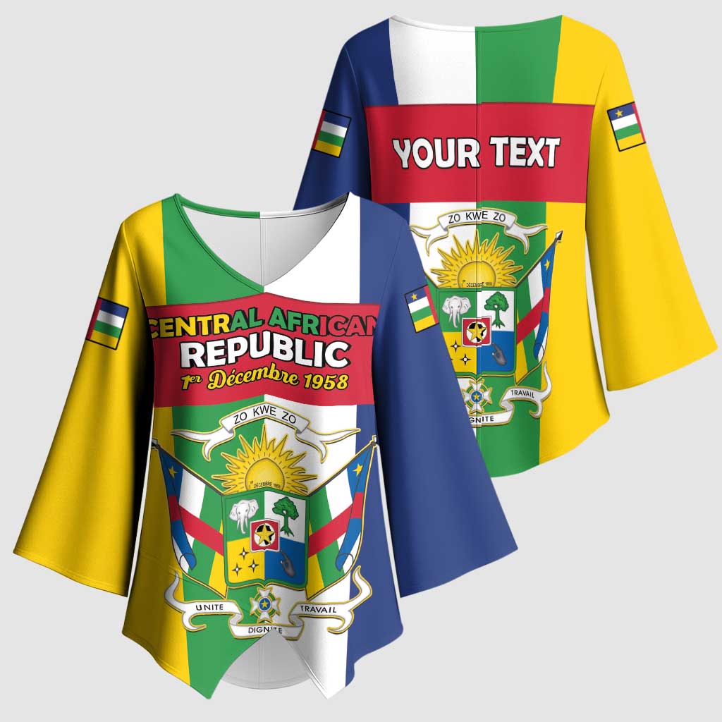 Personalized Central African Republic Kimono Sleeve Blouse Happy Republic Day