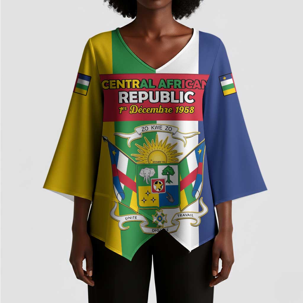 Personalized Central African Republic Kimono Sleeve Blouse Happy Republic Day