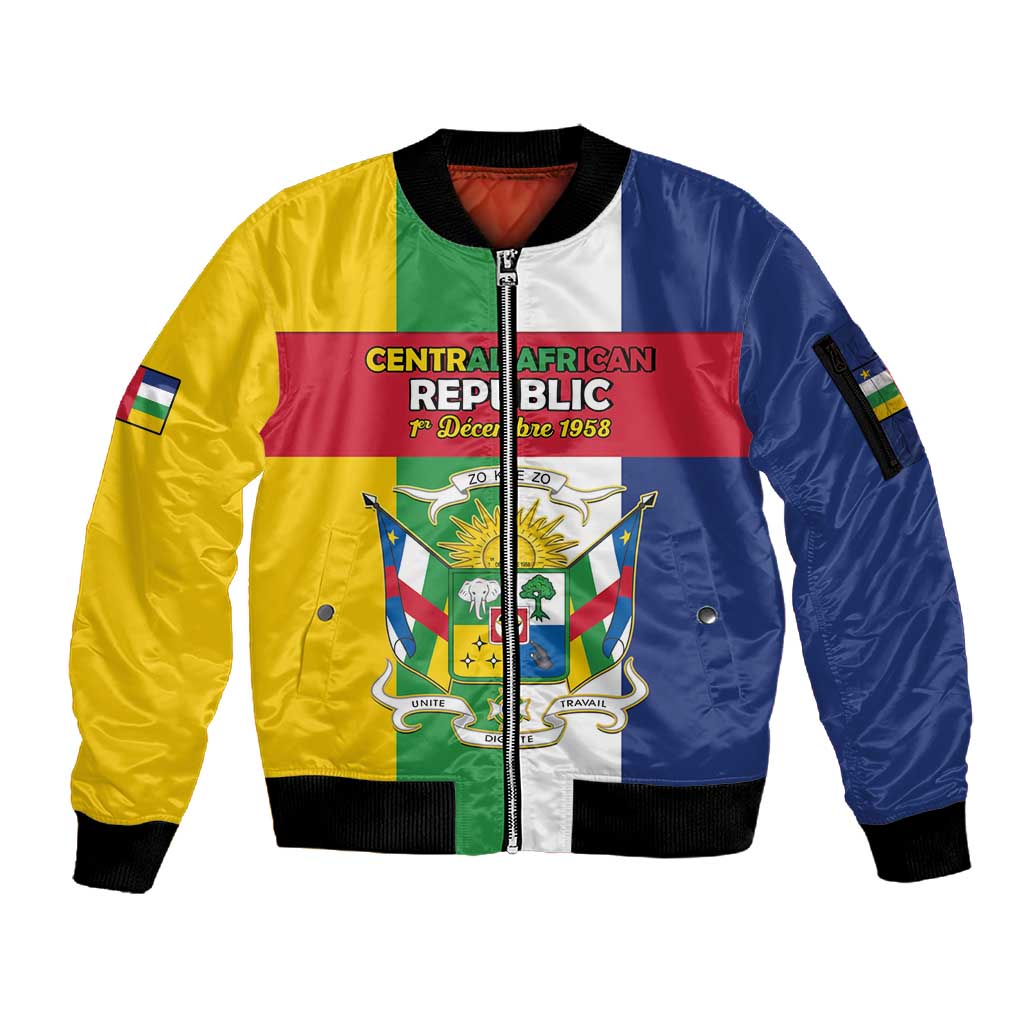 Personalized CAR Republic Day Sleeve Zip Bomber Jacket Zo Kwe Zo - African Pride