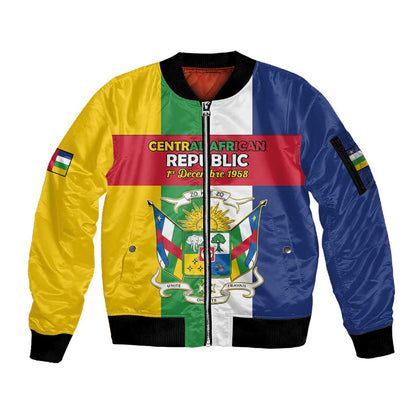 Personalized CAR Republic Day Sleeve Zip Bomber Jacket Zo Kwe Zo - African Pride