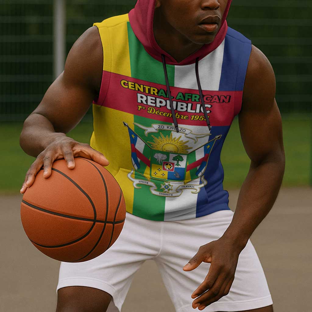 CAR Republic Day Sleeveless Hoodie Zo Kwe Zo - African Pride