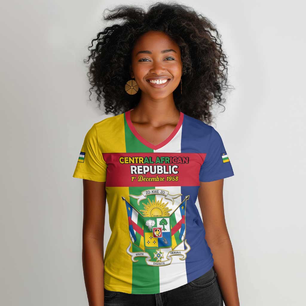 Personalized CAR Republic Day Women V-Neck T-Shirt Zo Kwe Zo - African Pride