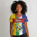 Personalized CAR Republic Day Women V-Neck T-Shirt Zo Kwe Zo - African Pride