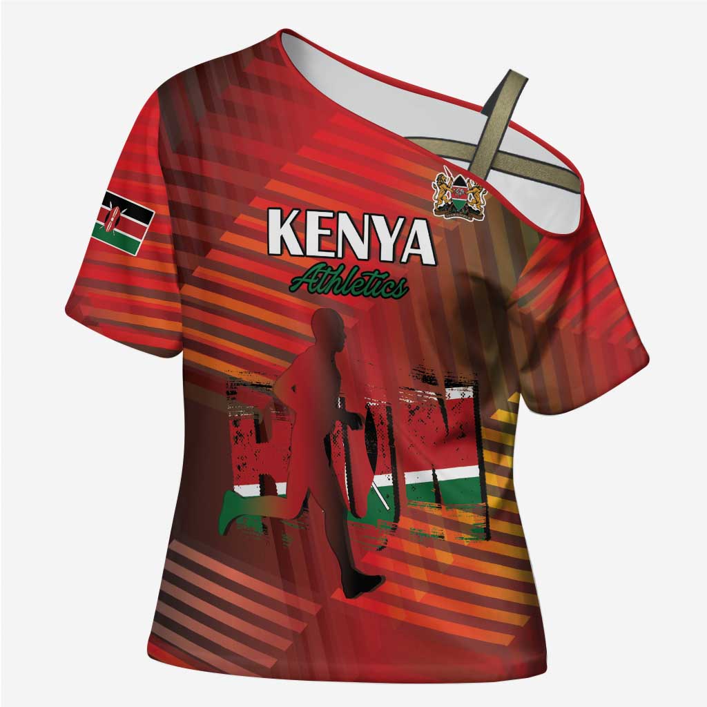 Custom Kenya Athletics Cross Shoulder Shirt Run Faster
