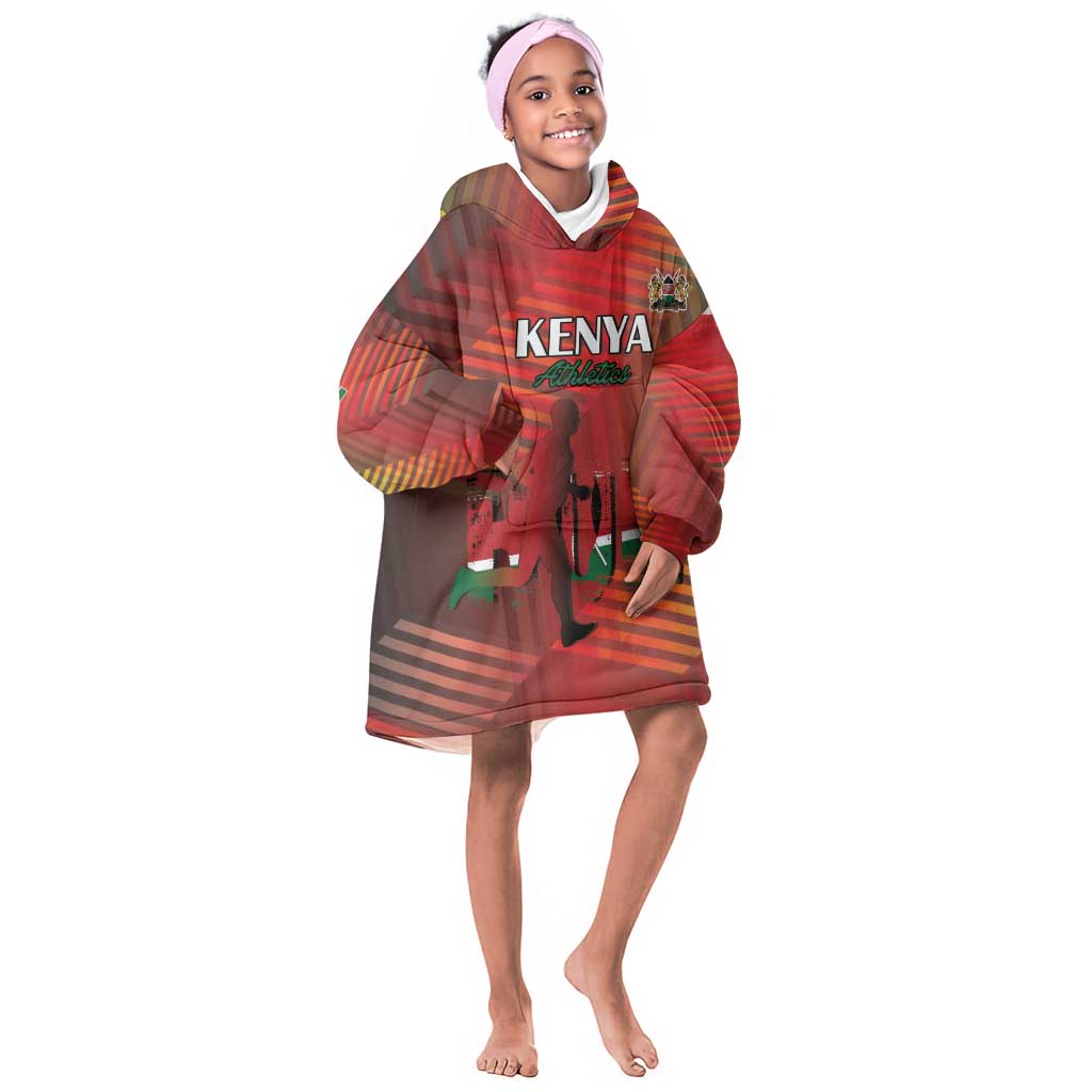 Kenya Athletics Kid Wearable Blanket Hoodie Go Champions Go - African Pride