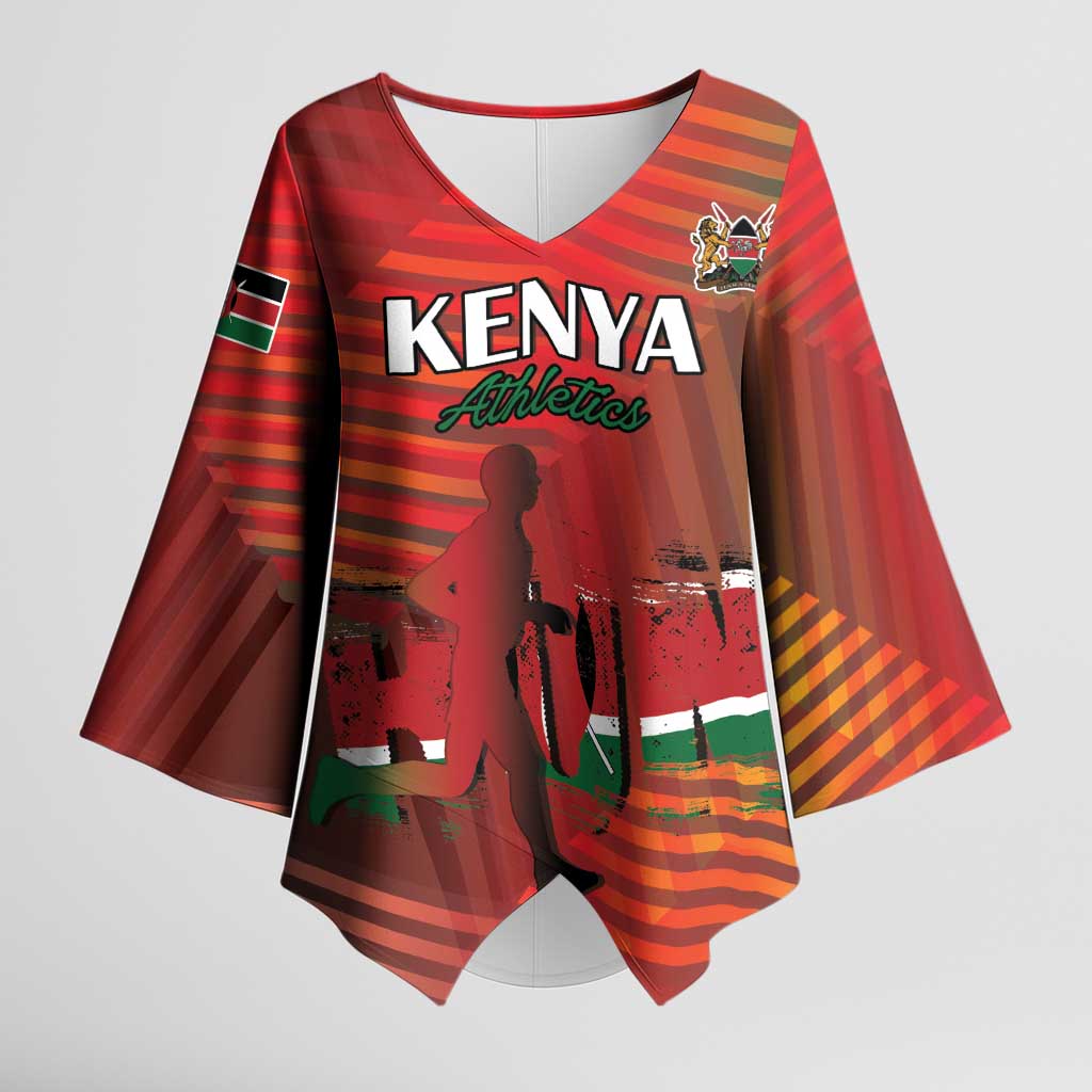 Custom Kenya Athletics Kimono Sleeve Blouse Run Faster