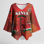 Custom Kenya Athletics Kimono Sleeve Blouse Run Faster