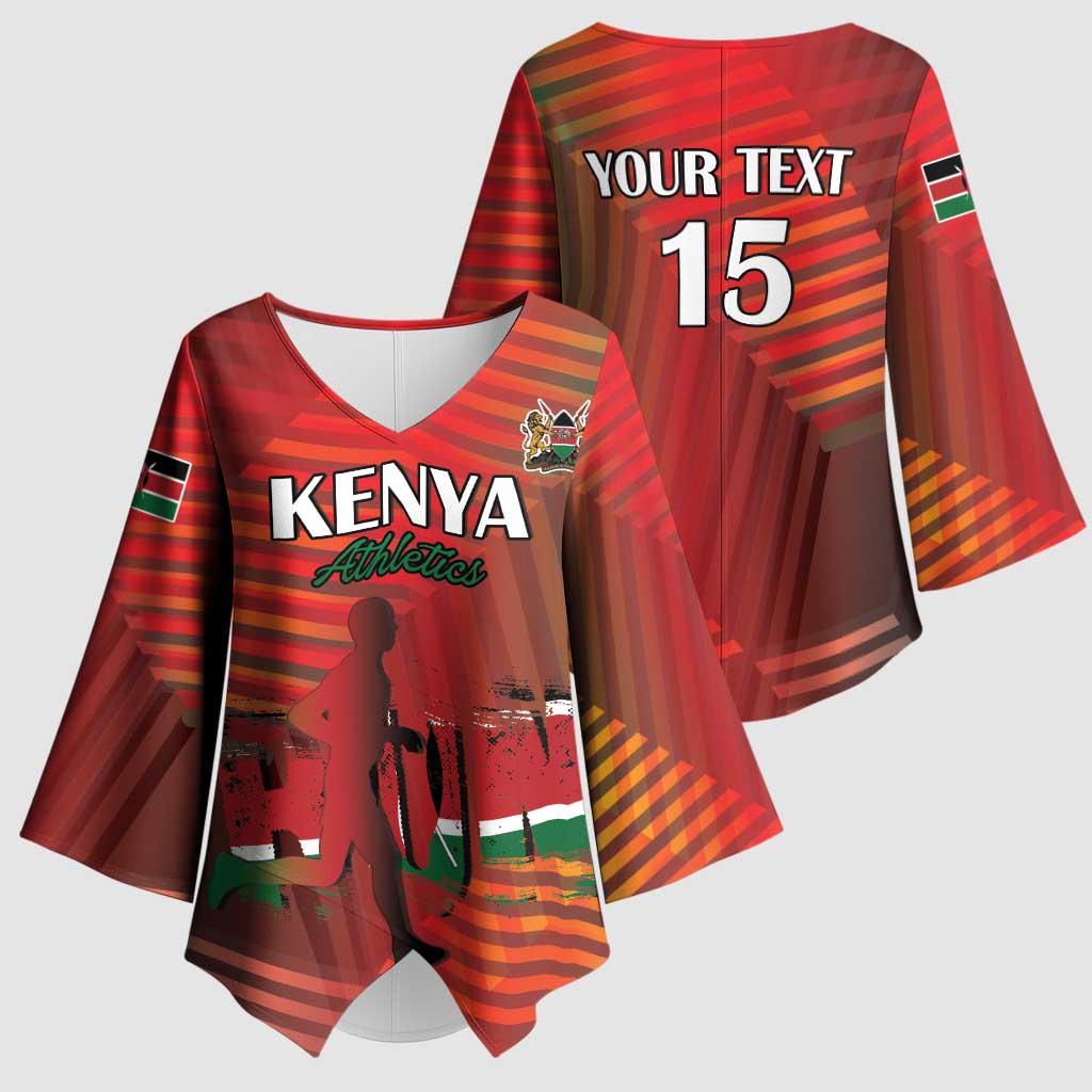 Custom Kenya Athletics Kimono Sleeve Blouse Run Faster