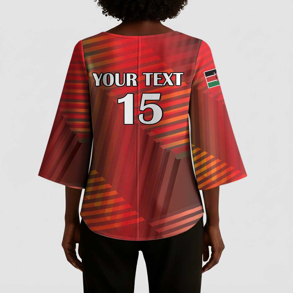Custom Kenya Athletics Kimono Sleeve Blouse Run Faster