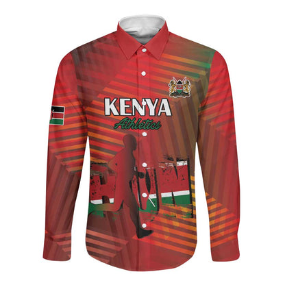 Kenya Athletics Long Sleeve Button Shirt Go Champions Go - African Pride