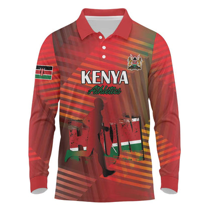 Kenya Athletics Long Sleeve Polo Shirt Go Champions Go - African Pride