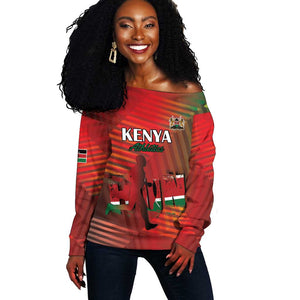 Kenya Athletics Off Shoulder Sweater Go Champions Go - African Pride