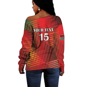 Kenya Athletics Off Shoulder Sweater Go Champions Go - African Pride