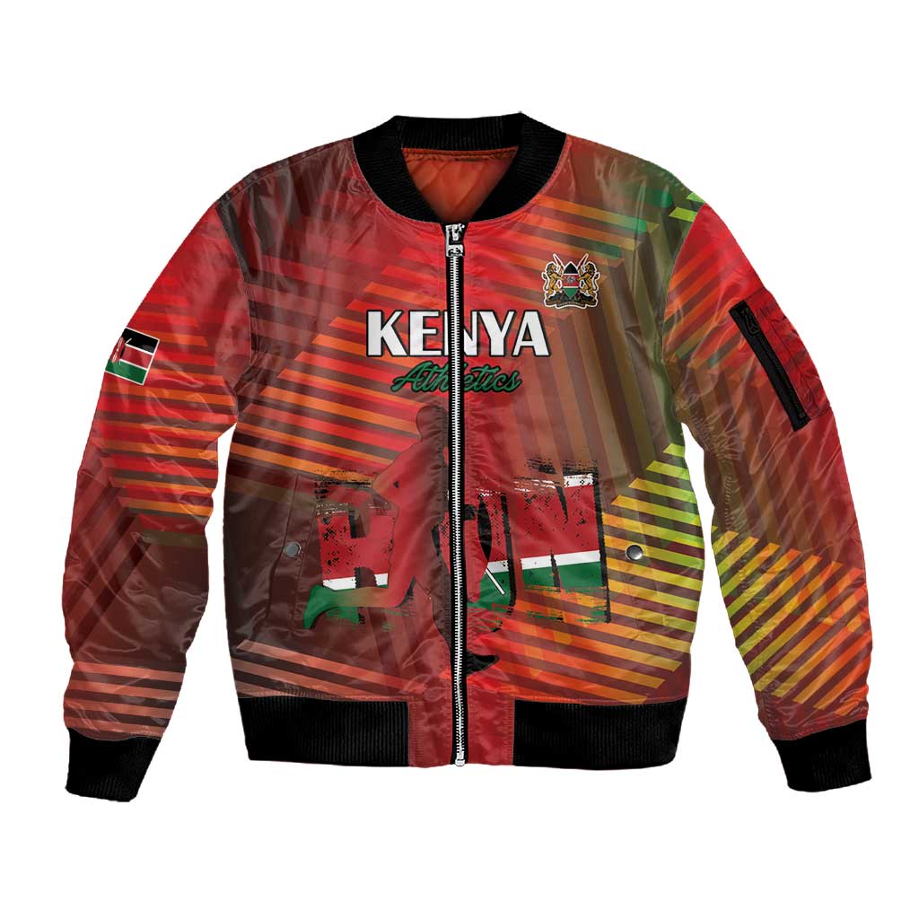 Kenya Athletics Sleeve Zip Bomber Jacket Go Champions Go - African Pride