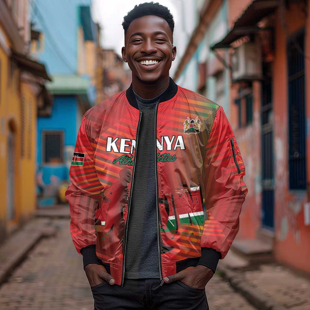 Kenya Athletics Sleeve Zip Bomber Jacket Go Champions Go - African Pride