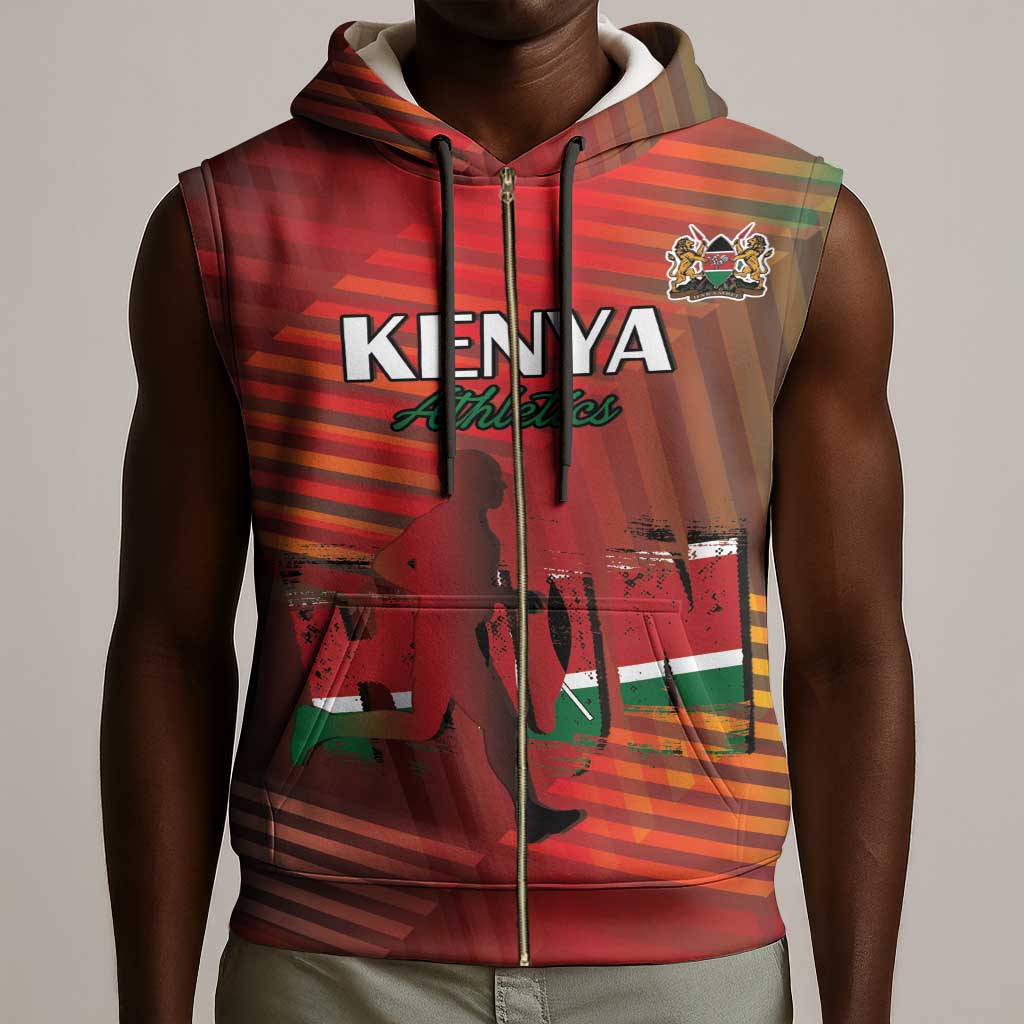Kenya Athletics Sleeveless Zip Hoodie Go Champions Go - African Pride