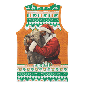 Afro Ivory Coast Christmas Basketball Jersey Black Santa Afishapa - African Pattern - African Pride