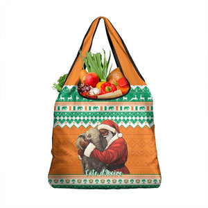 Afro Ivory Coast Christmas Grocery Bag Black Santa Afishapa - African Pattern