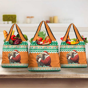 Afro Ivory Coast Christmas Grocery Bag Black Santa Afishapa - African Pattern
