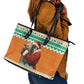 Afro Ivory Coast Christmas Leather Tote Bag Black Santa Afishapa - African Pattern