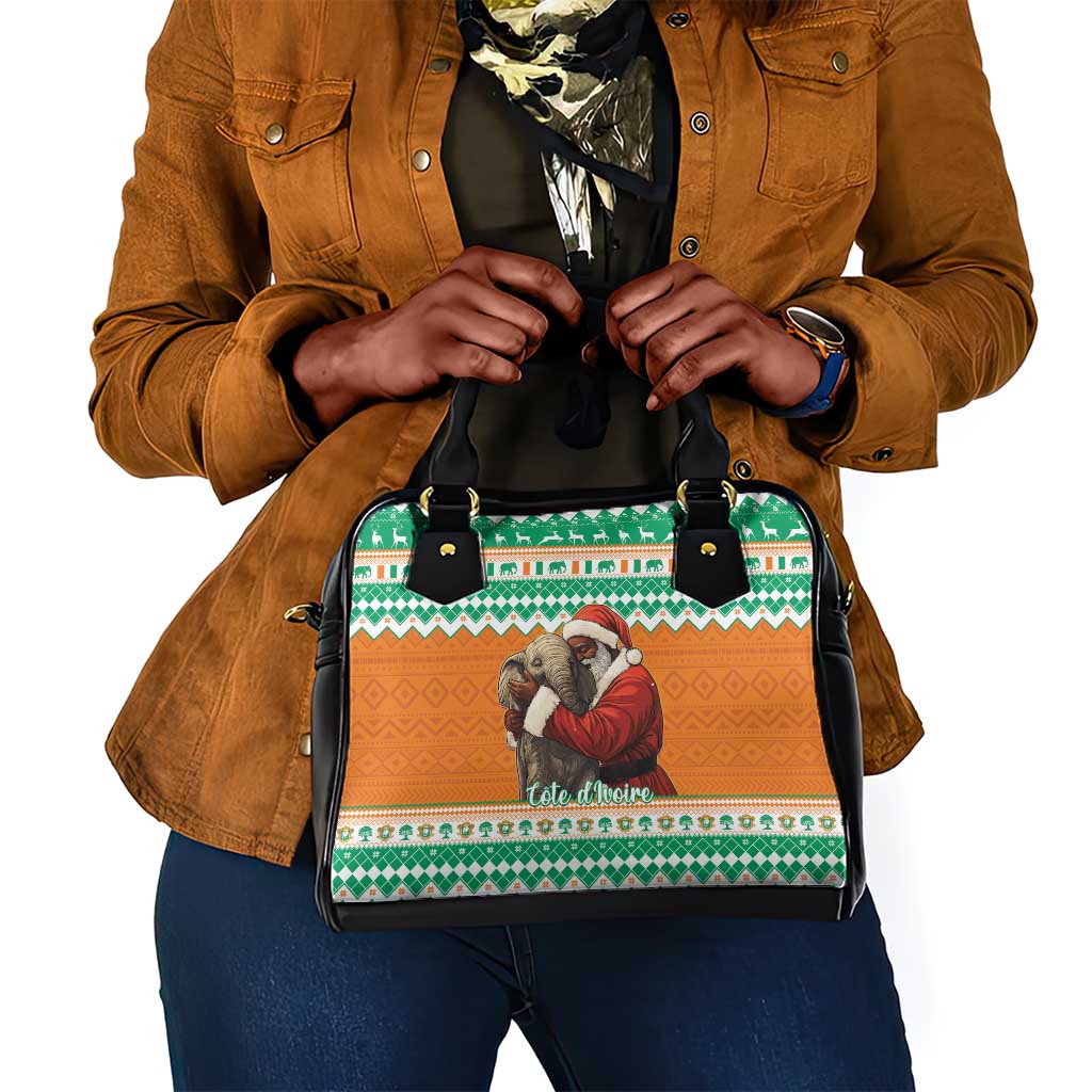 Afro Ivory Coast Christmas Shoulder Handbag Black Santa Afishapa - African Pattern