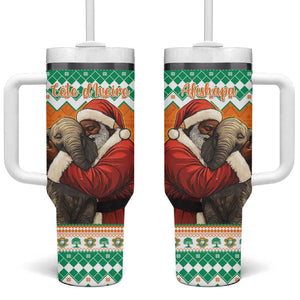 Afro Ivory Coast Christmas Tumbler With Handle Black Santa Afishapa - African Pattern