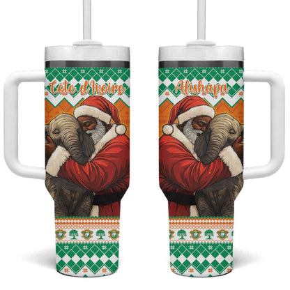 Afro Ivory Coast Christmas Tumbler With Handle Black Santa Afishapa - African Pattern