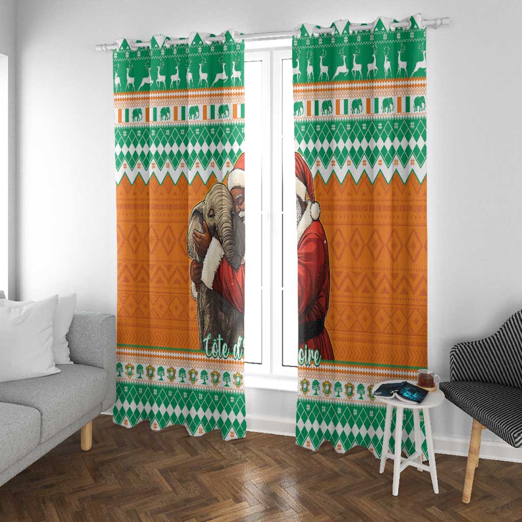 Afro Ivory Coast Christmas Window Curtain Black Santa Afishapa - African Pattern