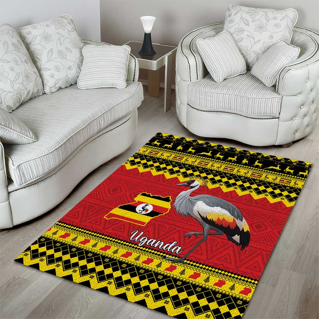 Afro Uganda Christmas Area Rug Grey Crowned Crane Sekukkulu Ennugi