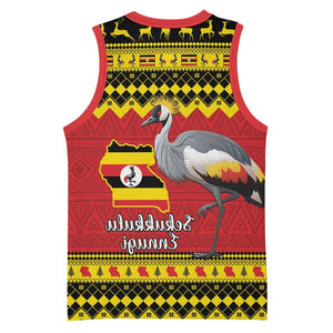 Afro Uganda Christmas Basketball Jersey Grey Crowned Crane Sekukkulu Ennugi - African Pride