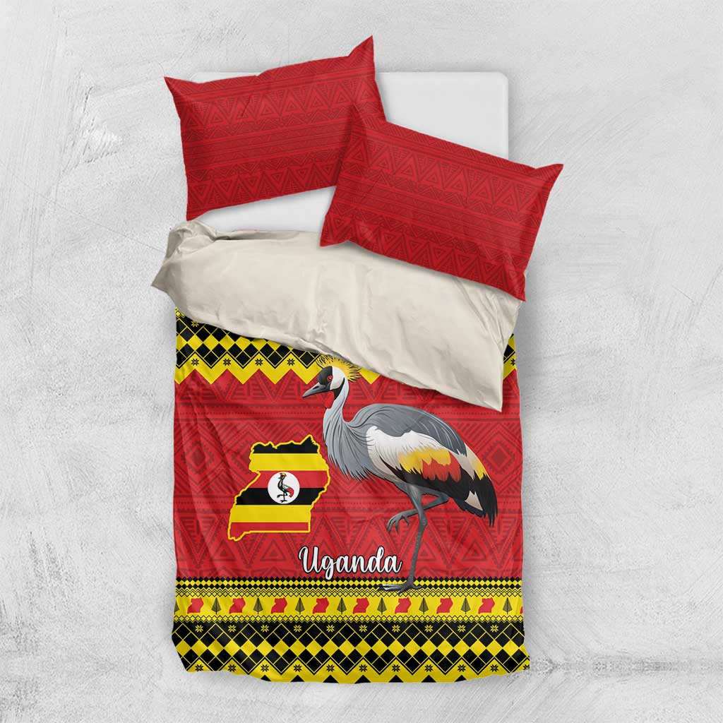 Afro Uganda Christmas Bedding Set Grey Crowned Crane Sekukkulu Ennugi