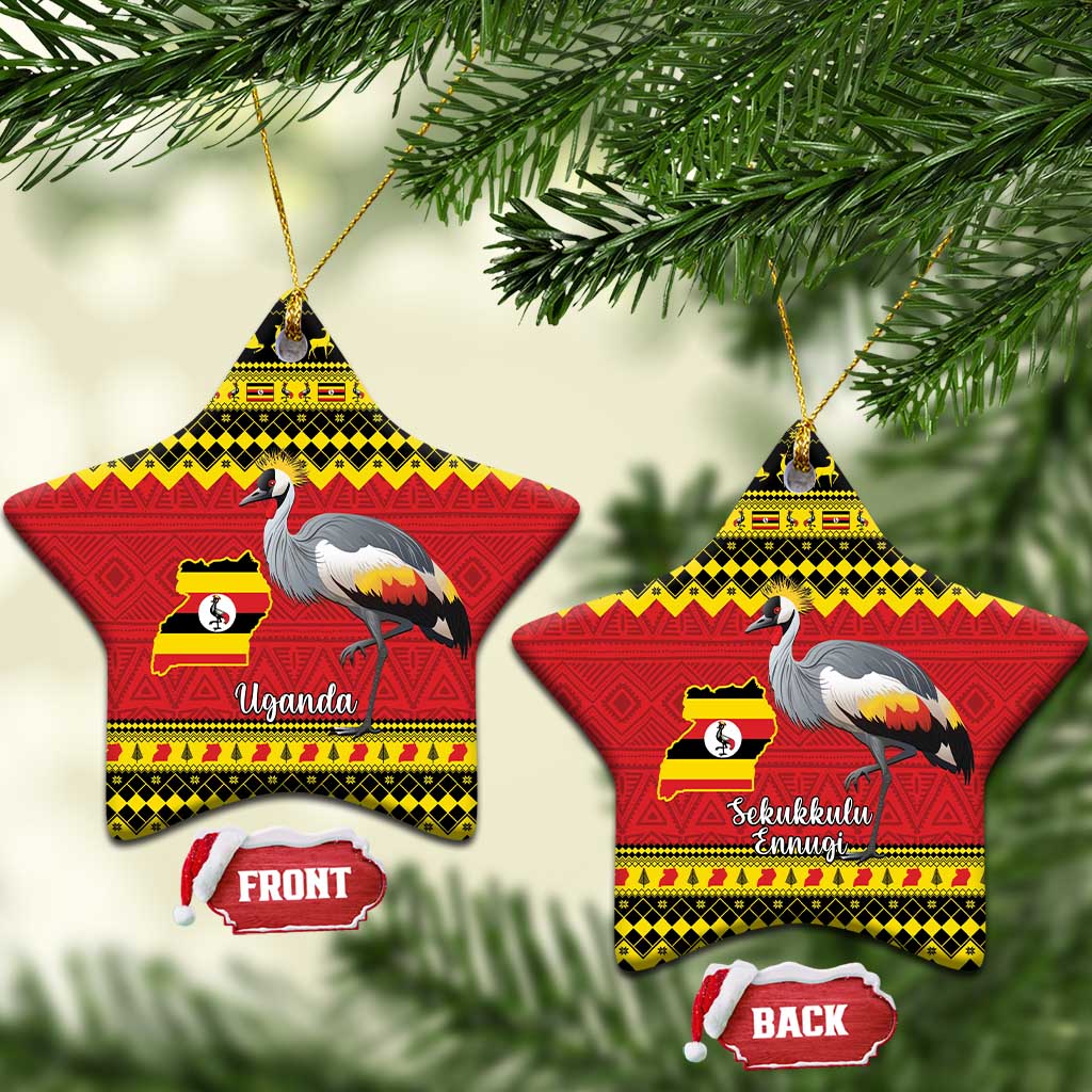 Afro Uganda Christmas Ceramic Ornament Grey Crowned Crane Sekukkulu Ennugi
