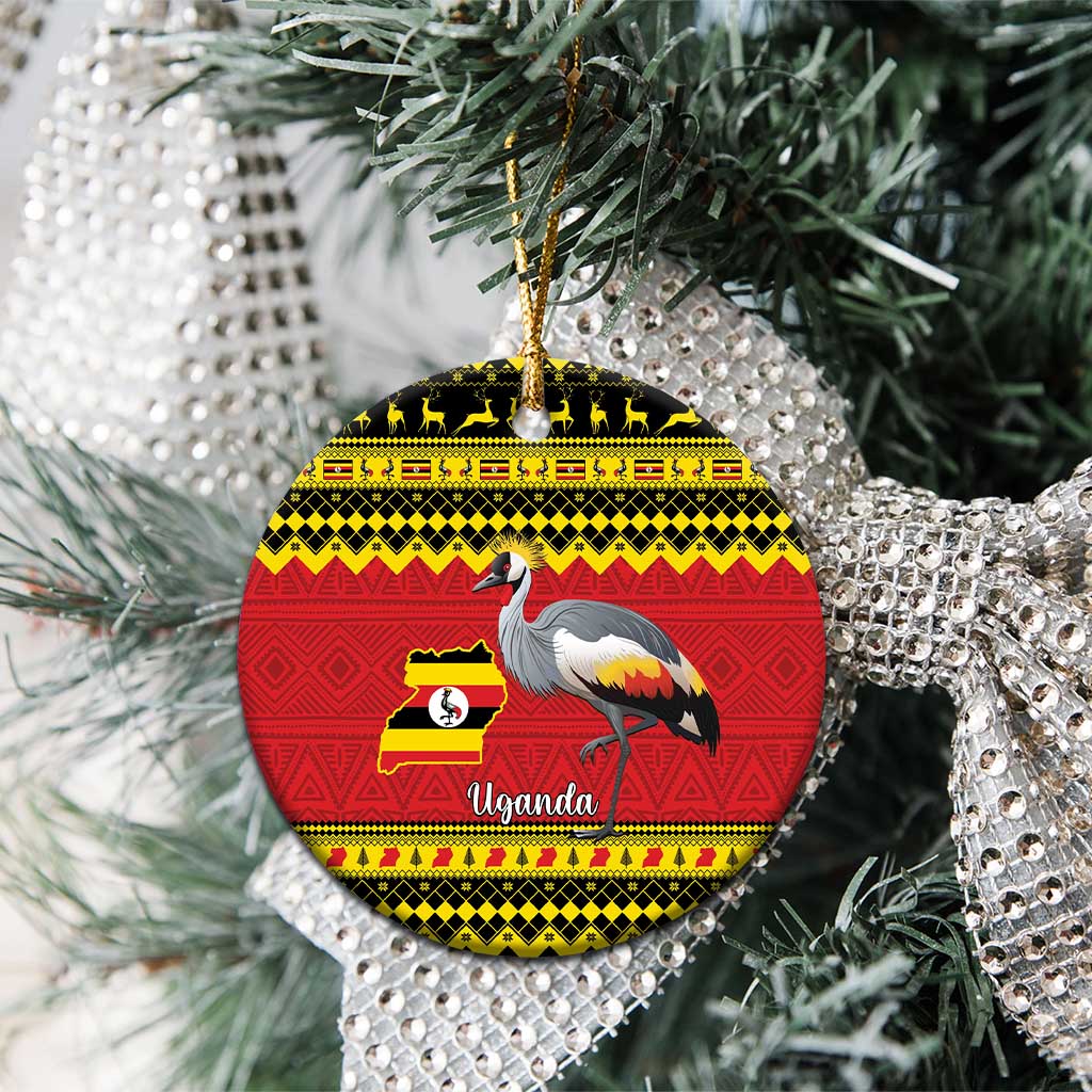 Afro Uganda Christmas Ceramic Ornament Grey Crowned Crane Sekukkulu Ennugi