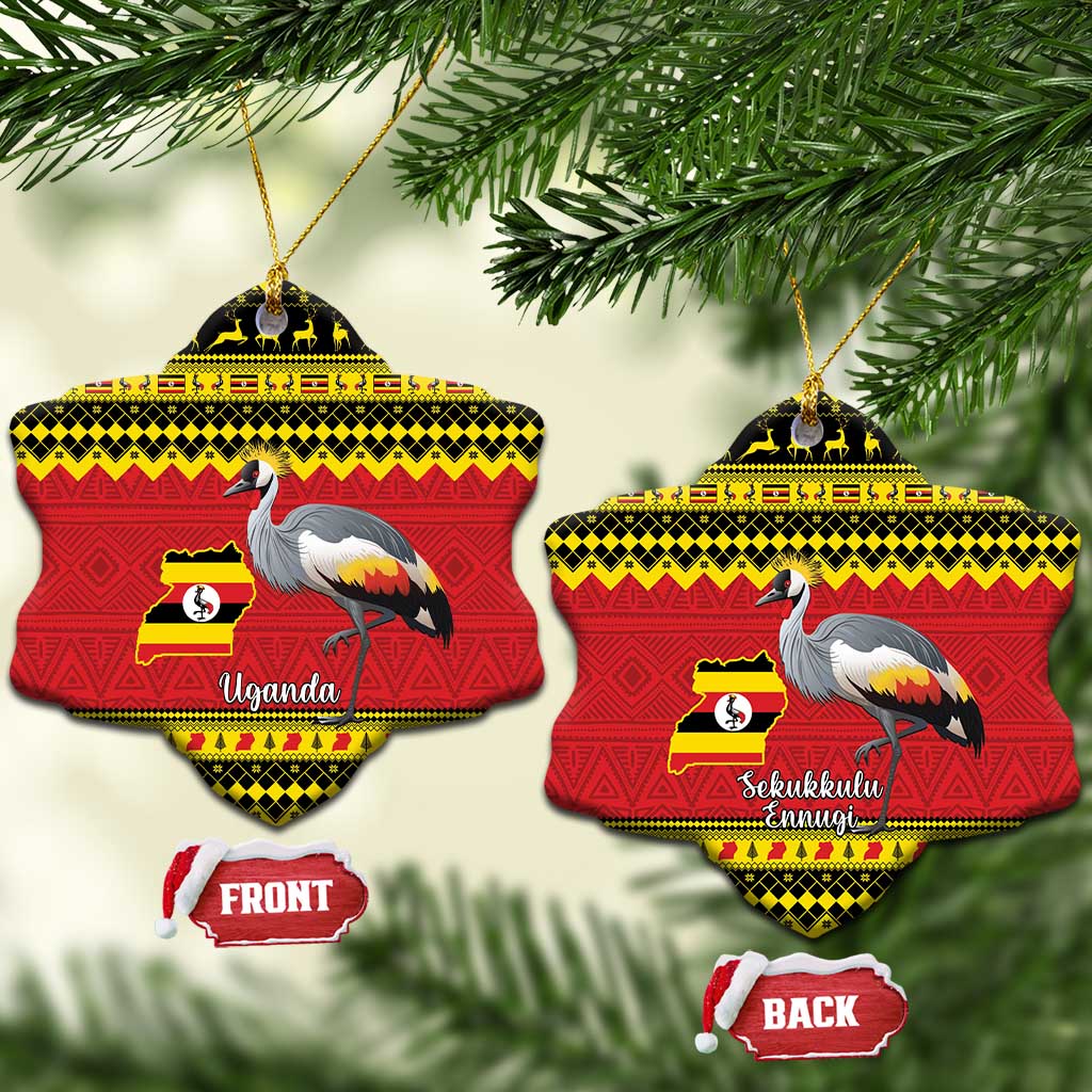 Afro Uganda Christmas Ceramic Ornament Grey Crowned Crane Sekukkulu Ennugi