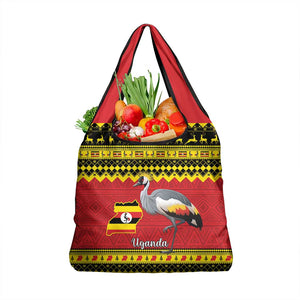 Afro Uganda Christmas Grocery Bag Grey Crowned Crane Sekukkulu Ennugi