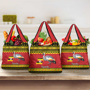 Afro Uganda Christmas Grocery Bag Grey Crowned Crane Sekukkulu Ennugi