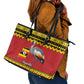 Afro Uganda Christmas Leather Tote Bag Grey Crowned Crane Sekukkulu Ennugi