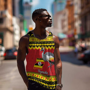 Afro Uganda Christmas Men Tank Top Grey Crowned Crane Sekukkulu Ennugi