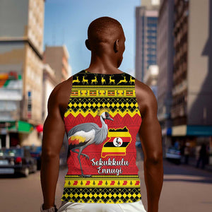 Afro Uganda Christmas Men Tank Top Grey Crowned Crane Sekukkulu Ennugi