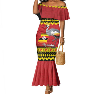 Afro Uganda Christmas Mermaid Dress Grey Crowned Crane Sekukkulu Ennugi