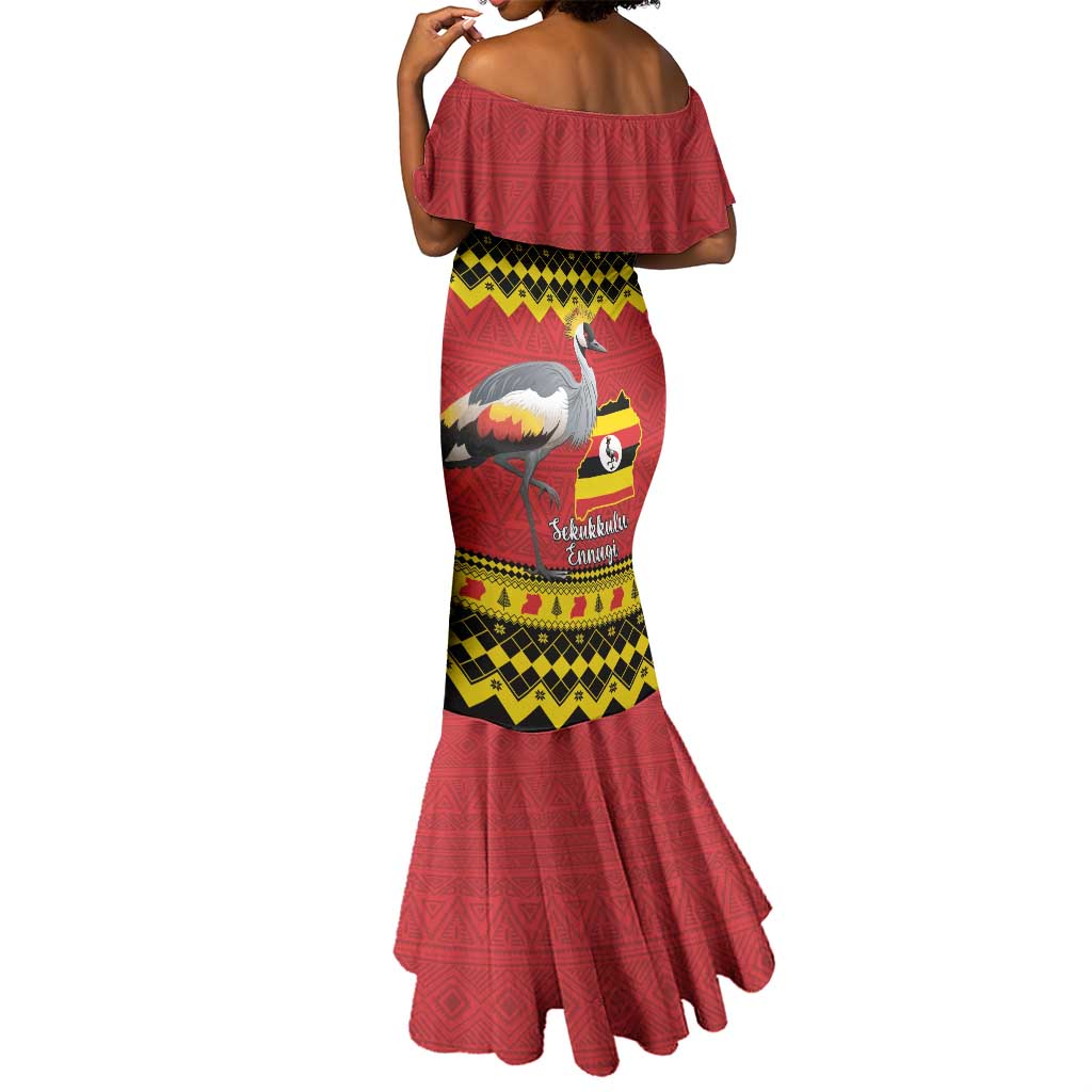Afro Uganda Christmas Mermaid Dress Grey Crowned Crane Sekukkulu Ennugi