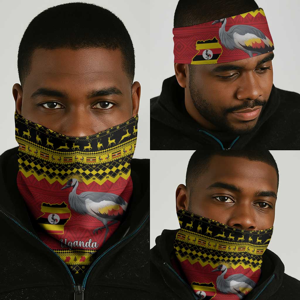 Afro Uganda Christmas Neck Gaiter Grey Crowned Crane Sekukkulu Ennugi LT15