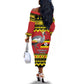 Afro Uganda Christmas Off The Shoulder Long Sleeve Dress Grey Crowned Crane Sekukkulu Ennugi