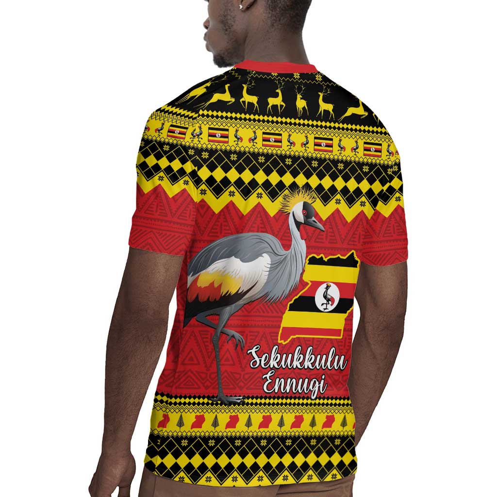 Afro Uganda Christmas Rugby Jersey Grey Crowned Crane Sekukkulu Ennugi