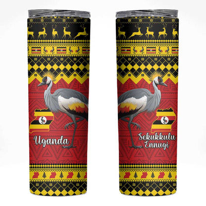 Afro Uganda Christmas Skinny Tumbler Grey Crowned Crane Sekukkulu Ennugi