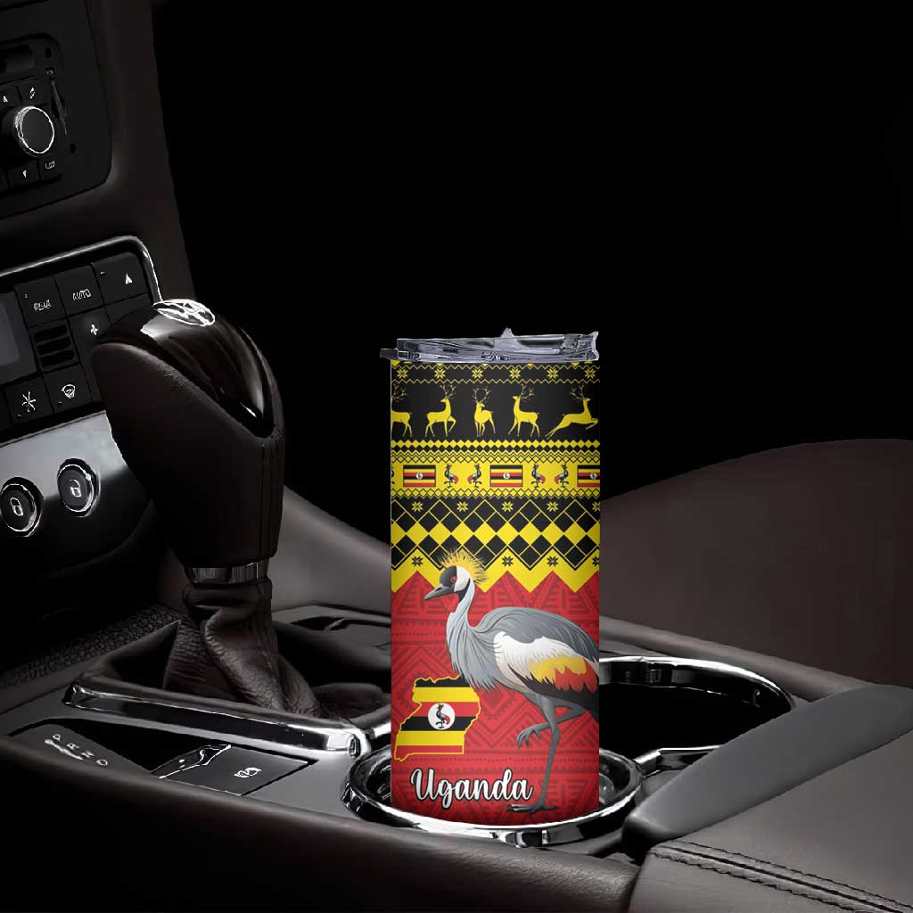 Afro Uganda Christmas Skinny Tumbler Grey Crowned Crane Sekukkulu Ennugi