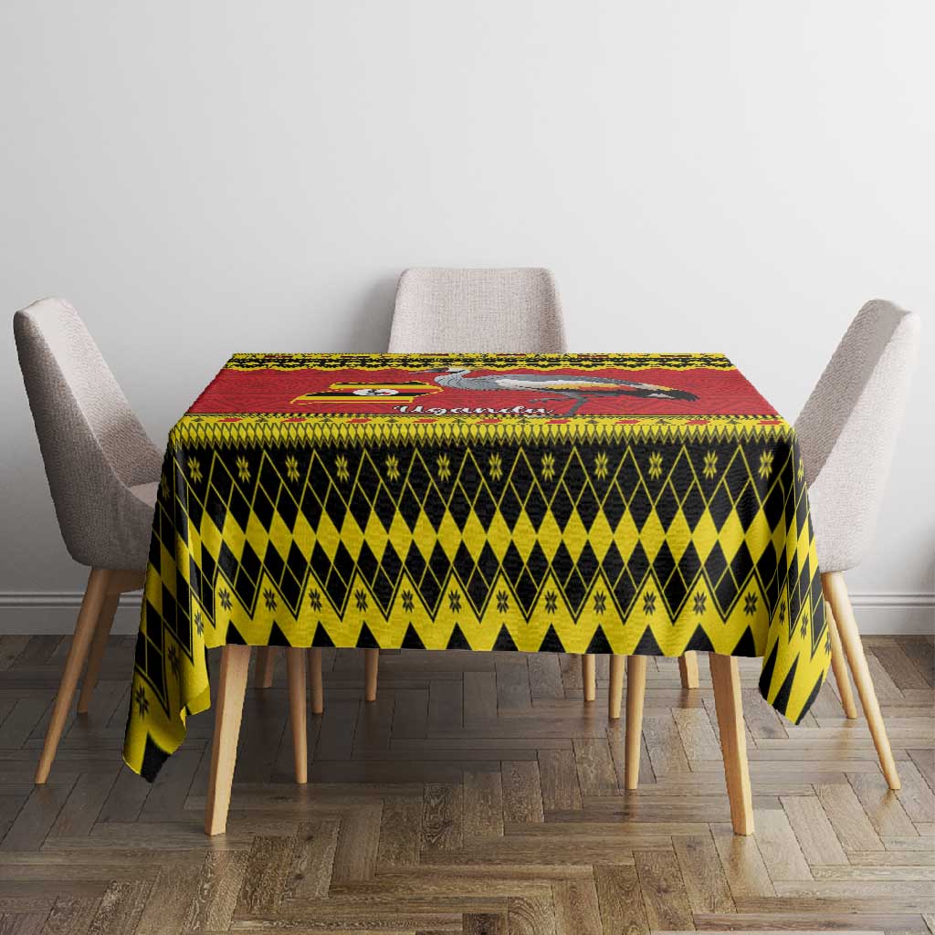 Afro Uganda Christmas Tablecloth Grey Crowned Crane Sekukkulu Ennugi
